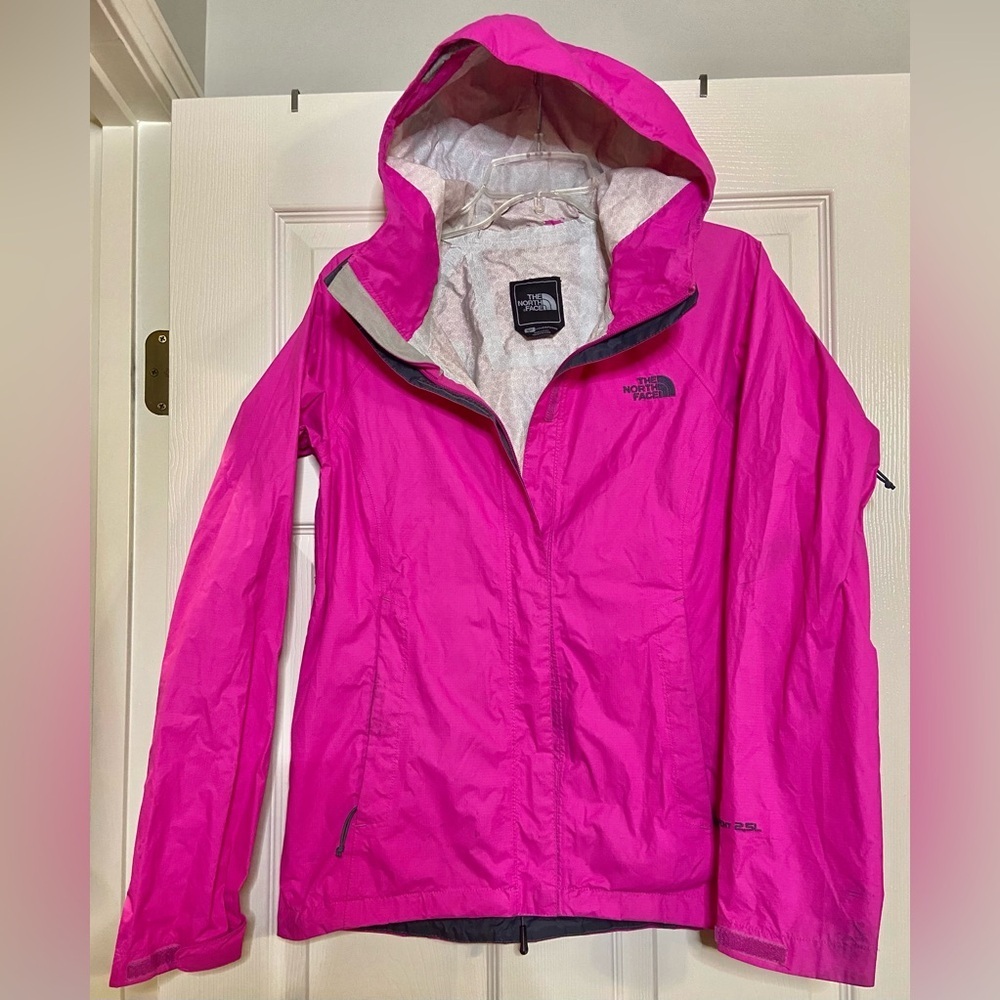 The North Face Jacket Womens Small Pink Full Zip Long Sleeve Hooded HyVent
